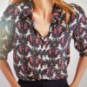 *ISO* Boden Crown and Country print blouse
